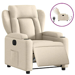 vidaXL Fauteuil inclinable électrique Crème Tissu