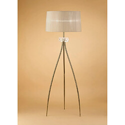 Luminaire Center Lampadaire Loewe 3 Ampoules E27, laiton antique avec Abat jour bronze