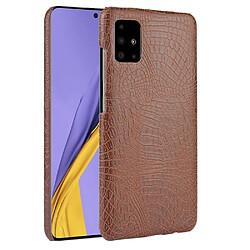 Wewoo Coque Pour Galaxy A51 Antichoc Crocodile Texture PC + PU Case Brown