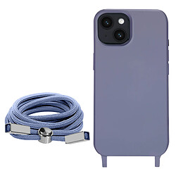 Avizar Coque Cordon iPhone 14 Semi-rigide avec Lanière Tour du Cou 80cm violet