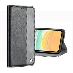 Wewoo Coque Etui à rabat pour ordinateur de bureau couleur solide avec coutures de iPhone 11 Business porte-cartes et emplacements cartes gris