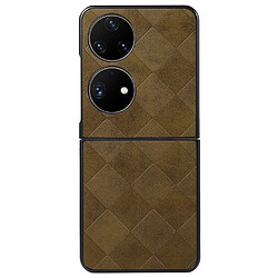 Coque en TPU + PU texture grille, antichoc vert pour votre Huawei P50 Pocket