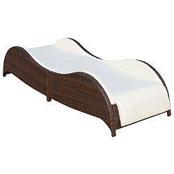 vidaXL Chaise longue avec coussin Résine tressée Marron