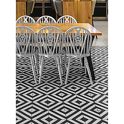 Acheter Pegane Boite de 24 Carreaux de ciment véritable 0,96m2 / Carreaux de ciment artisanaux coloris noir/blanc pour sol et mur - l.20 x L.20 cm