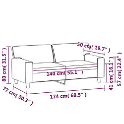 vidaXL Canapé à 2 places Crème 140 cm Similicuir pas cher