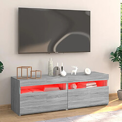 Maison Chic Meubles TV avec lumières LED - Banc TV pour salon sonoma gris 120x35x40 cm -MN50919 pas cher