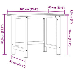 vidaXL Établi 100x(55-60)x81,5 cm bois massif de hêtre pas cher