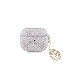 Guess Maroquinerie Guess Coque pour Airpods 3 4G Script avec Charm Scintillant Ornée de Strass Rose antique