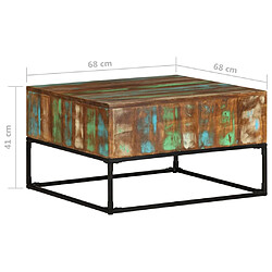 Avis vidaXL Table basse 68x68x41 cm Bois de récupération solide