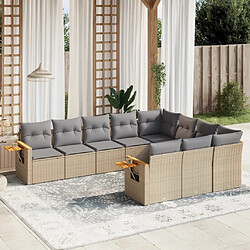 Maison Chic Salon de jardin avec coussins 10 pcs | Ensemble de Table et chaises | Mobilier d'Extérieur beige résine tressée -GKD62619