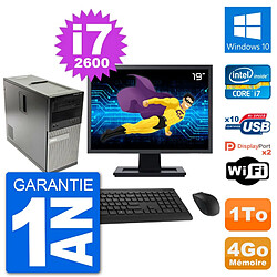 PC Tour Dell 7010 Ecran 19" Intel i7-2600 RAM 4Go Disque 1To Windows 10 Wifi - Occasion