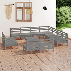 Maison Chic Salon de jardin 12 pcs - Table et chaises d'extérieur - Mobilier/Meubles de jardin Moderne Bois de pin massif Gris -MN33770