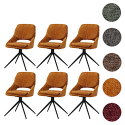 Mendler Lot de 6 chaises de salle à manger HWC-N73, chaise de cuisine, pivotante Auto-Return, tissu/textile chenille (490g/m²) Oeko-Tex ~ ocre-jaune