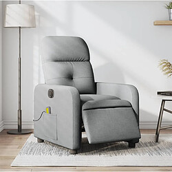 vidaXL Fauteuil de massage inclinable électrique gris clair tissu