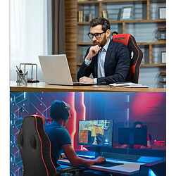 Fauteuil de Bureau Inclinable - BIGZZIA Fauteuil Gamer Hauteur Réglable - avec dossier respirant et appui-tête confortable - Noir et Rouge pas cher