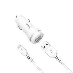 Acheter HOCO Chargeur Voiture Staunch 2 x USB 2,4A + cable pour iPhone Lightning 8-pin Z27 Blanc