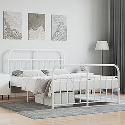 Maison Chic Lit adulte - Lit simple Cadre de lit métal avec tête de lit/pied de lit,Structure du lit Contemporain pour chambre blanc 140x200cm -MN11456