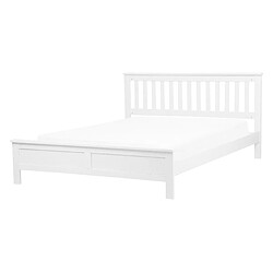 Beliani Lit double en bois blanc 140 x 200 cm MAYENNE