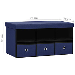 vidaXL Banc de rangement pliable Bleu 76x38x38 cm Faux lin pas cher