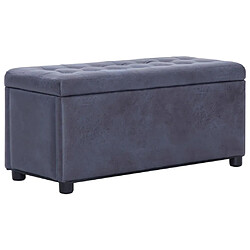 Helloshop26 Banquette pouf tabouret meuble pouf de rangement 87 cm gris synthétique daim 3002129