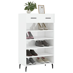 Avis Maison Chic Armoire à chaussure,Meuble à Chaussures Blanc brillant 60x35x105 cm Bois ingénierie -MN75395