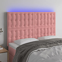 vidaXL Tête de lit à LED Rose 144x5x118/128 cm Velours