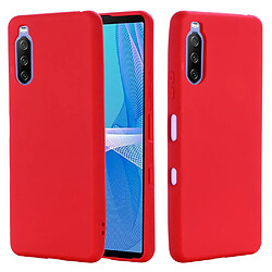 Coque en silicone Liquide bien protégé de couleur unie avec sangle rouge pour votre Sony Xperia 10 III