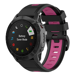 Bracelet en silicone bicolore, libération rapide 26mm, noir/rose pour votre Garmin Fenix 7X