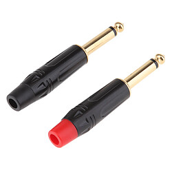 Lot de 2 Adaptateurs pour Câble Jack Plaqués Or Prise Jack Mâle 6.5mm pour Écouteurs et Casques Audio Stéréo et Microphone Audio pas cher