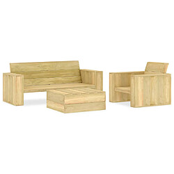 vidaXL Salon de jardin 3 pcs Bois de pin imprégné