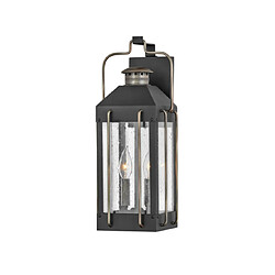 Elstead Lighting Applique murale extérieur Hinkley Aluminium,laiton,verre grainé transparent Noir texturé avec bronze bruni