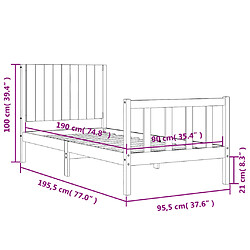 vidaXL Cadre de lit sans matelas noir bois de pin massif pas cher