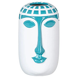 Vase Visage en céramique Blanc et Bleu