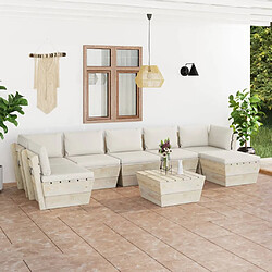 vidaXL Salon de jardin palette 8 pcs avec coussins bois d'épicéa