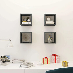 Avis Maison Chic Lot de 4 Étagères cube murales,Etagère de rangement flottantes Gris brillant 22x15x22 cm -MN76561