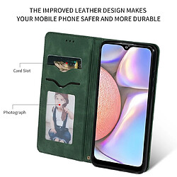 Wewoo Housse Coque Etui à rabat horizontal magnétique pour Galaxy A10S Retro Skin Feel Business Vert armée