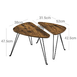 Helloshop26 Lot de 2 tables d’appoint tables gigognes tables basses pour salon salle à manger chambre style industriel marron rustique et noir 12_0002951