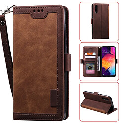 Etui en PU épissage rétro spécial marron pour votre Samsung Galaxy A50/A50s