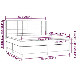 vidaXL Sommier à lattes de lit et matelas Vert foncé 200x200cm Velours pas cher