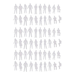 60 Pièces 1/50 échelle Non Peint Modèle Personnes Architecture Mini Figurines Kit