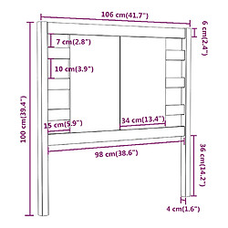 Acheter vidaXL Tête de lit Gris 106x4x100 cm Bois massif de pin