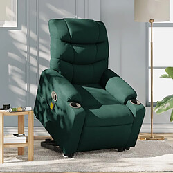 Maison Chic Fauteuil Relax pour salon, Fauteuil inclinable de massage Vert foncé Tissu -GKD54593