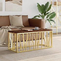 Maison Chic Tabls basse,Table Console pour salon doré acier inoxydable et bois massif récupération -MN36126