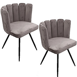 Toilinux Lot de 2 Chaises design effet velours Ariel - Gris