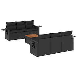 Maison Chic Ensemble Tables et chaises d'extérieur 7pcs avec coussins,Salon de jardin noir résine tressée -GKD783852