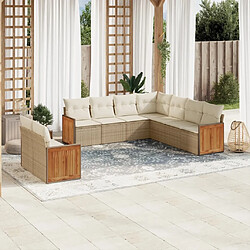 Maison Chic Salon de jardin avec coussins 9 pcs | Ensemble de Table et chaises | Mobilier d'Extérieur beige résine tressée -GKD62105