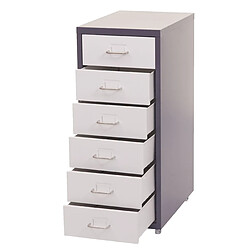 Decoshop26 Caisson à tiroirs armoire de bureau 69x28x41 cm 6 tiroirs en acier gris foncé blanc 04_0008260