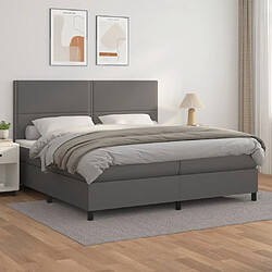 vidaXL Sommier à lattes de lit avec matelas Gris 200x200 cm Similicuir 