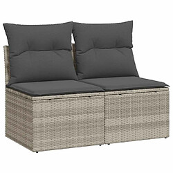 vidaXL Salon de jardin 2 pcs avec coussins gris clair polyrotin acacia