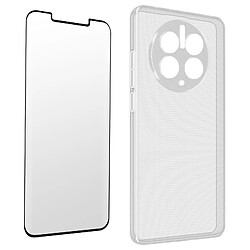 Avizar Coque pour Huawei Mate 50 Pro Silicone Gel et Verre Trempé 9H contour noir